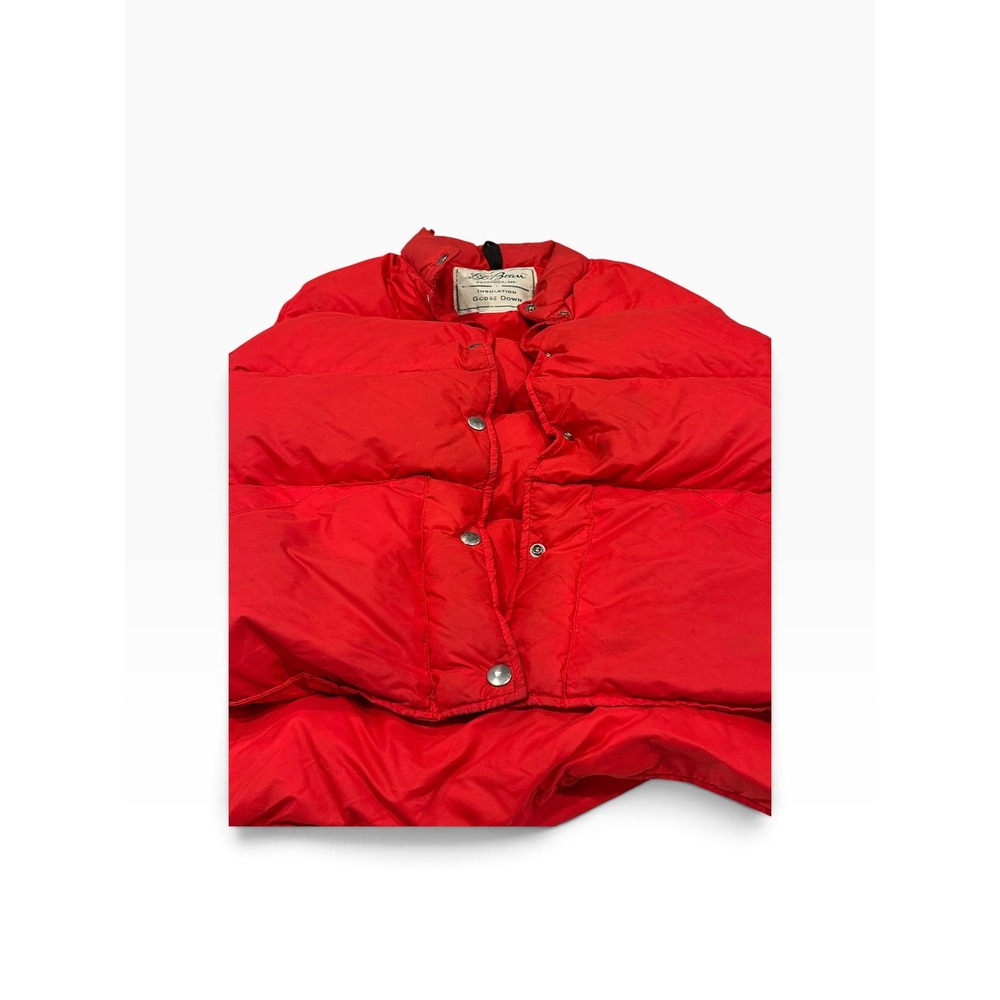 Vintage LL Bean Goose Down Puffer Vest Red Snap Front Women Small Medium